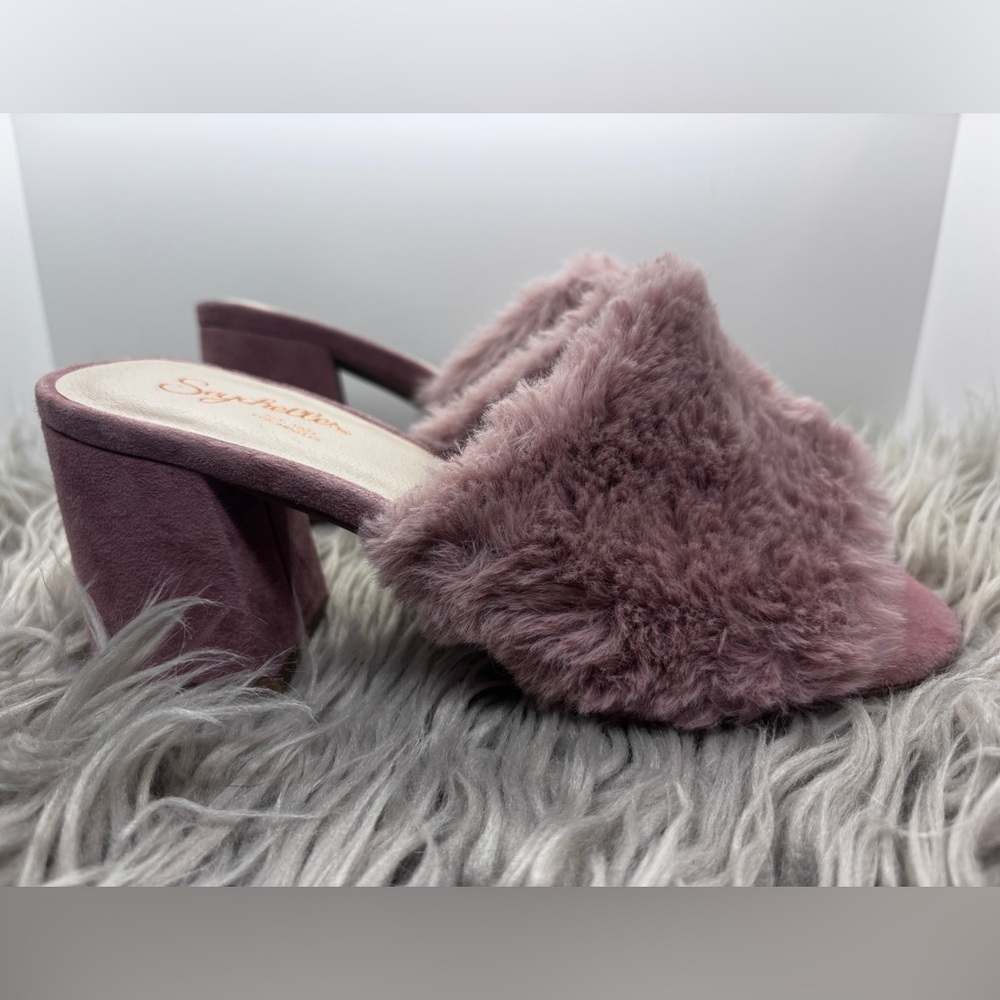 🩷 SEYCHELLES 🩷 Fur and suede open toe block heel mules